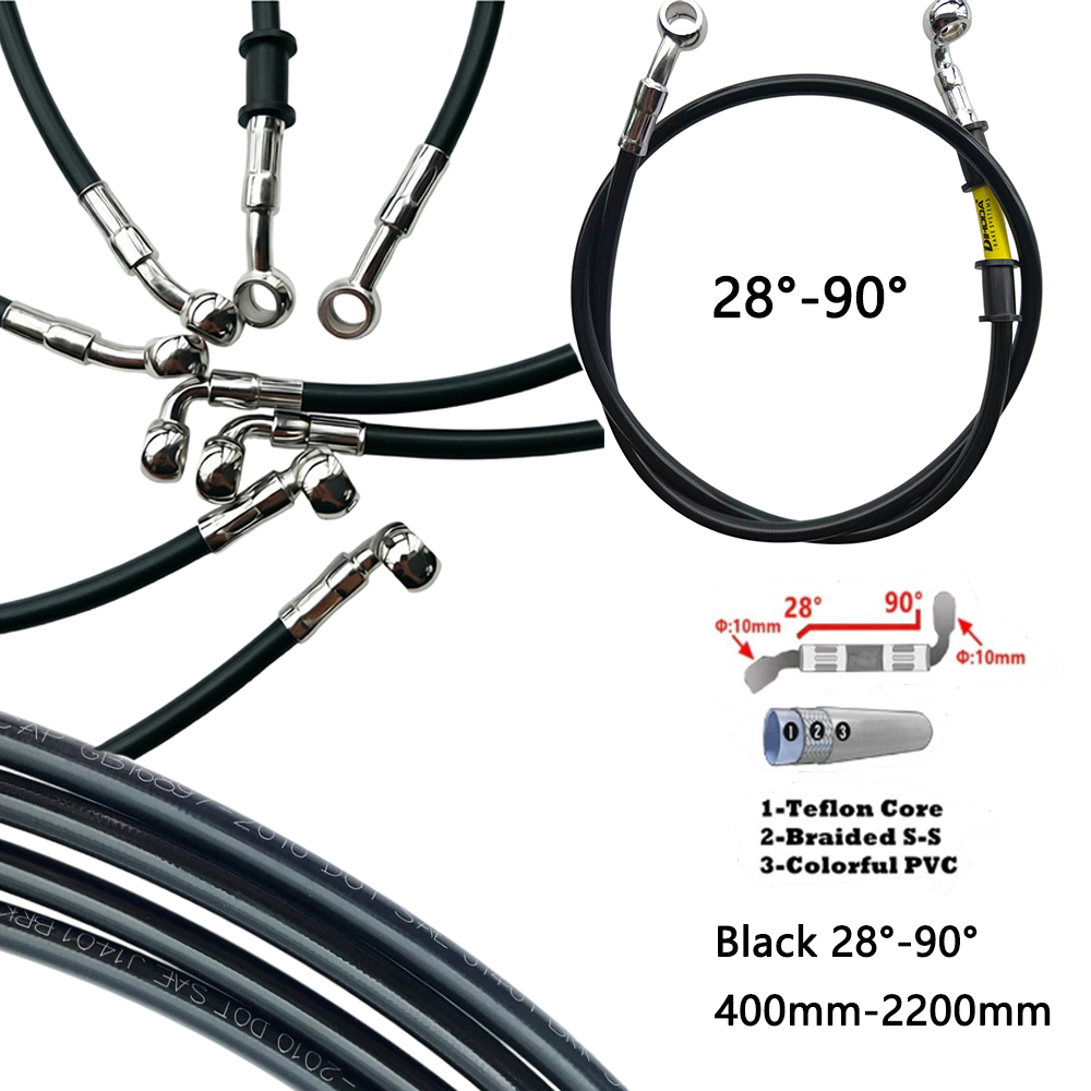 أسود 28 ° -90 °   خرطوم فرامل  - مراجعة Motorcycle Brake Cable وسعره